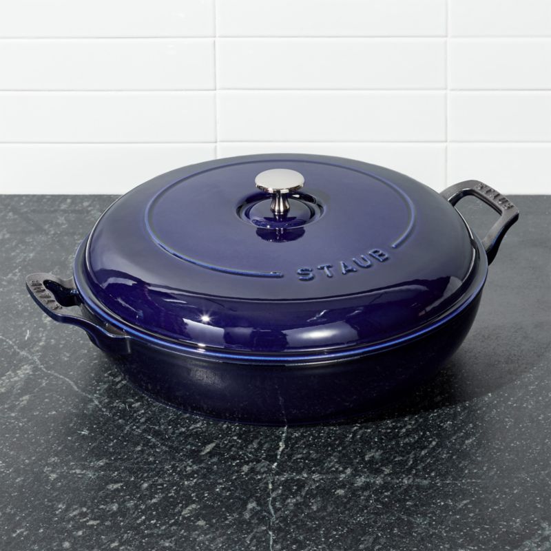 Staub 3.5-Qt Dark Blue Braiser + Reviews | Crate & Barrel