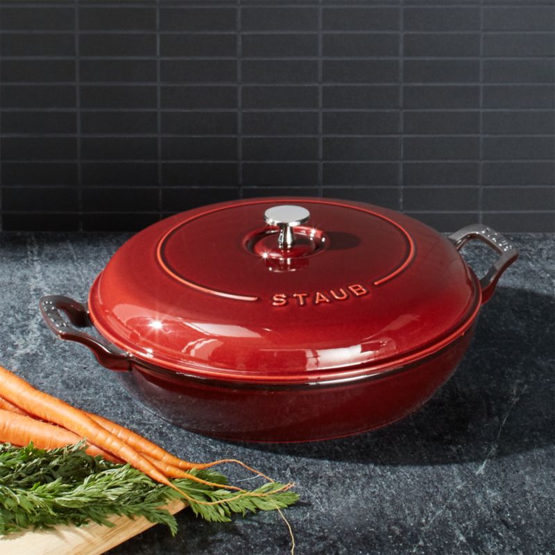 Staub Enameled Cast Iron 3.5 Qt Braiser with Glass Lid in Grenadine