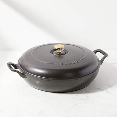 Staub 3.5-Qt Matte Black Braiser with Glass Lid + Reviews | Crate & Barrel