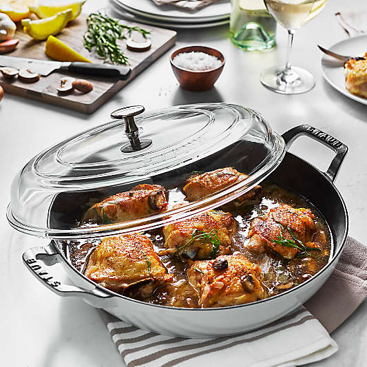 Staub ® 3.5-Qt. White Braiser with Glass Lid