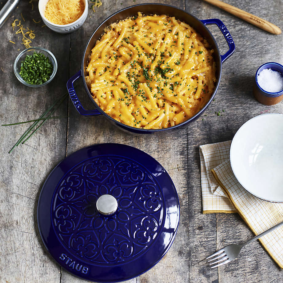 Staub Cast Iron 3.75 Quart Essential French Oven Lilly Lid Dark Blue