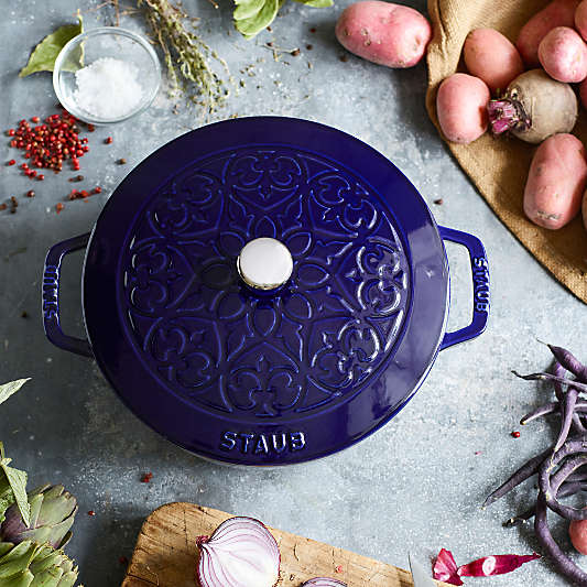 Staub Essential ® Dark Blue 3.75-Qt. Round French Oven with Lily Lid