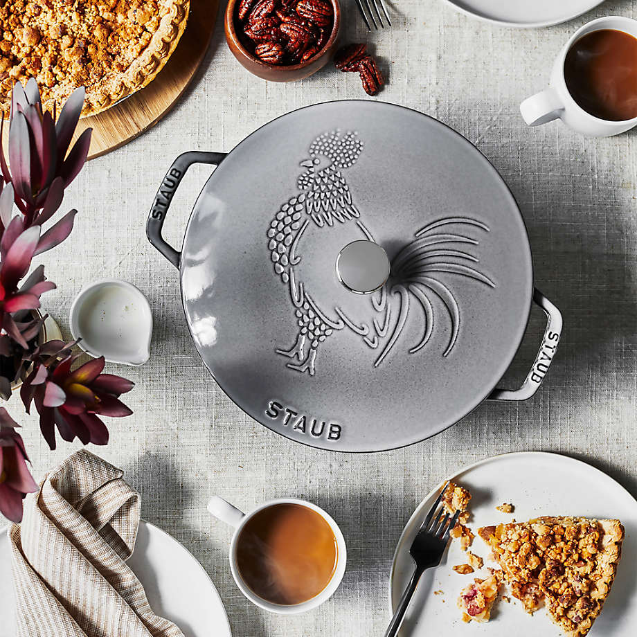 Staub Cast Iron 3.75-qt Essential French Oven Rooster - Graphite Grey