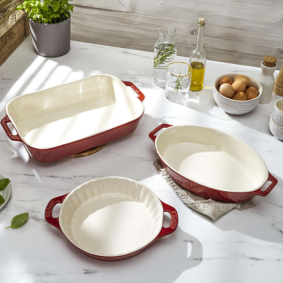Staub Ceramics 3-Pc Rectangular Baking Dish Set - Cherry