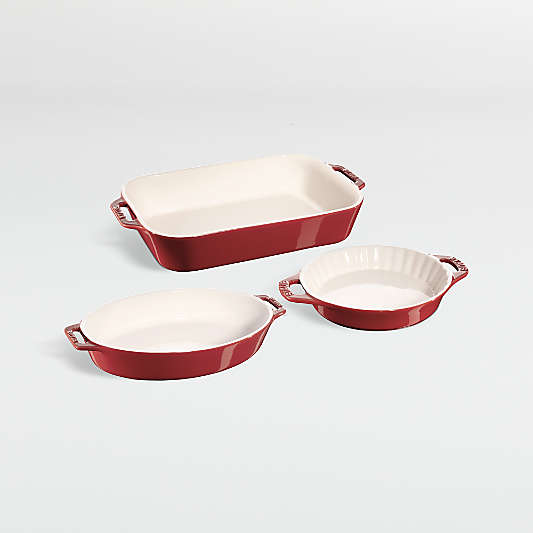 Staub ® Cherry 3-Piece Mixed Baking Dish Set