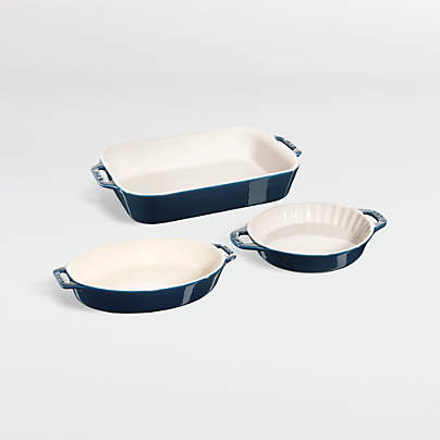 Staub ® Dark Blue 3-Piece Mixed Baking Dish Set