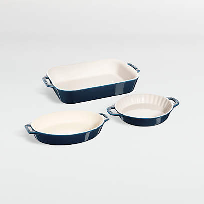 4-Piece Ceramic Casserole Dish Set in Dark Blue