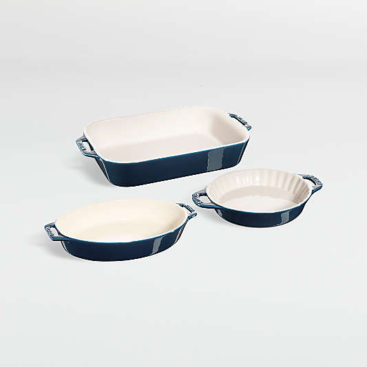 Staub ® Dark Blue 3-Piece Mixed Baking Dish Set