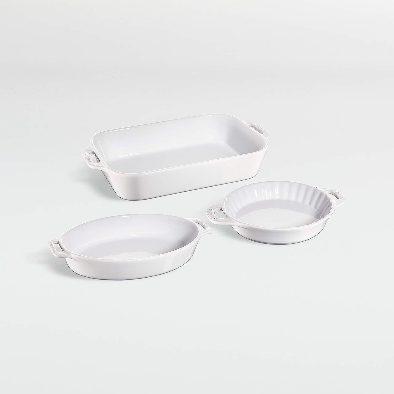 Staub White 3Piece Mixed Baking Dish Set + Reviews Crate & Barrel
