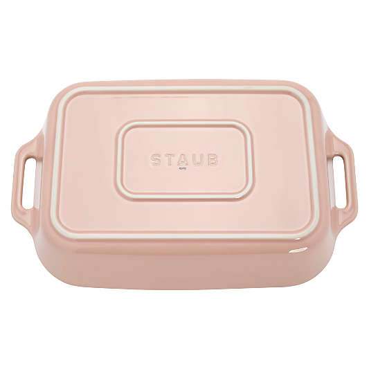 Staub Macaron Light Pink 3-Piece Rectangular Stoneware Baking Dish Set