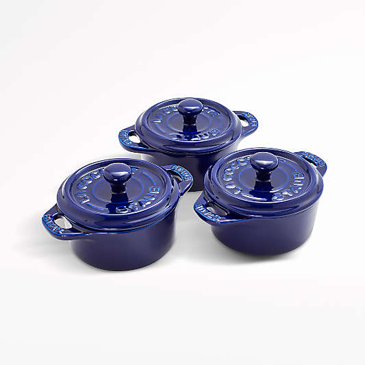 Staub ® Dark Blue Round Mini Cocottes, Set of 3