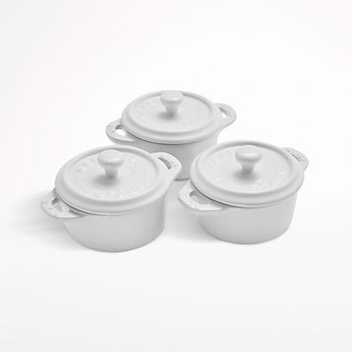 View Staub ® White Round Mini Cocottes, Set of 3 details