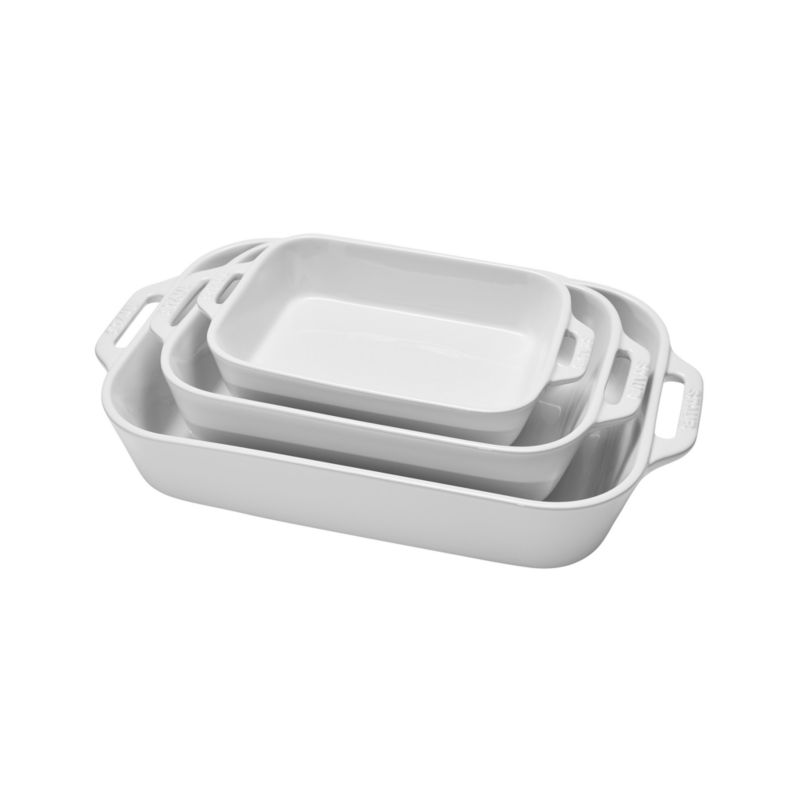 Staub White Rectangular Baking Dishes, Set of 3 + Reviews | Crate & Barrel