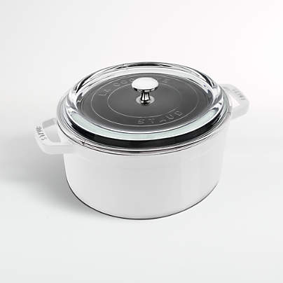 Staub 4-Quart Round Cherry Cocotte with Glass Lid + Reviews | Crate ...