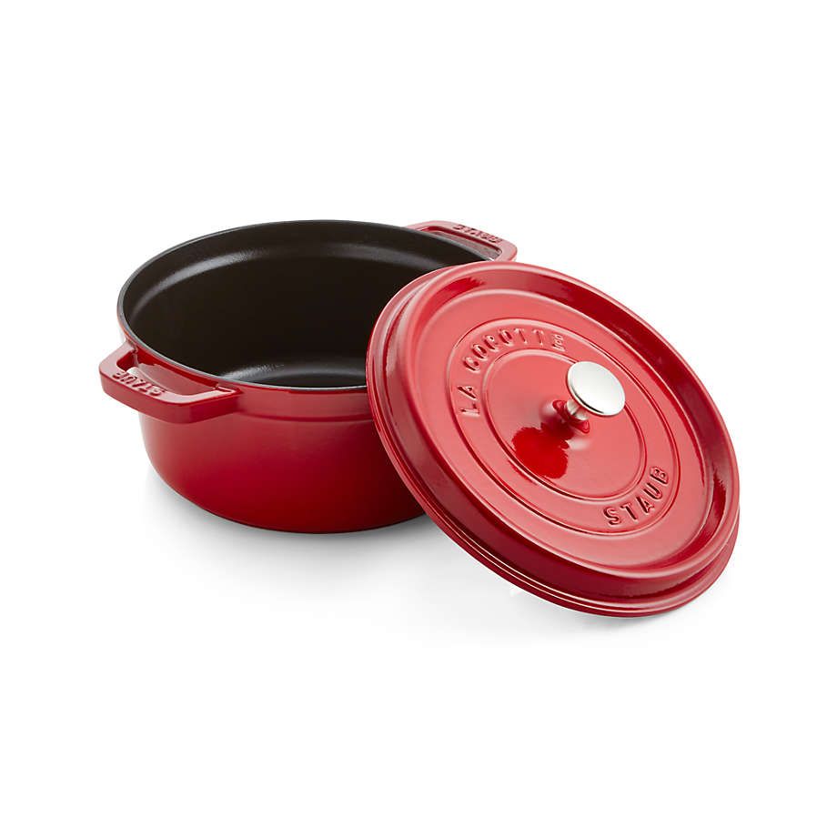 Staub 4-Quart Cast Iron Round Cocotte with Glass Lid - Cherry