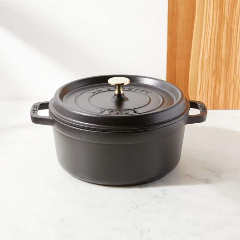 Staub Cast Iron Round Cocotte, Dutch Oven, 4-quart, serves 3-4, Made in  France, Matte Black, 4-qt - Food 4 Less