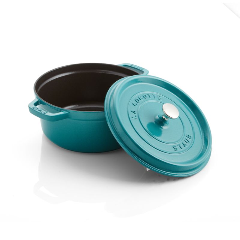 Round Cocotte w/ Glass Lid, 4Qt, Turquoise - Duluth Kitchen Co