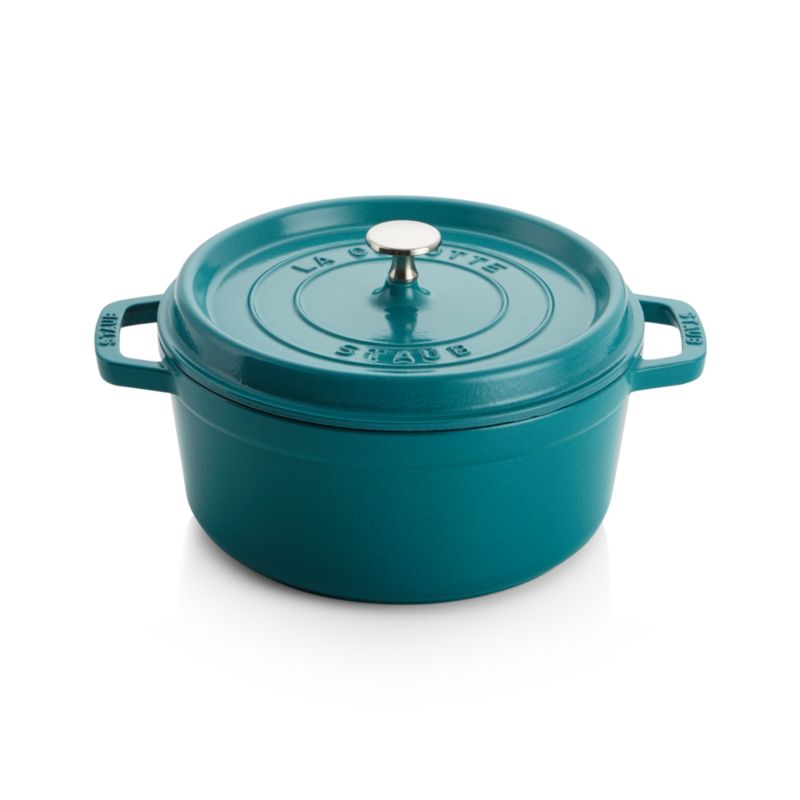 Round Cocotte w/ Glass Lid, 4Qt, Turquoise - Duluth Kitchen Co