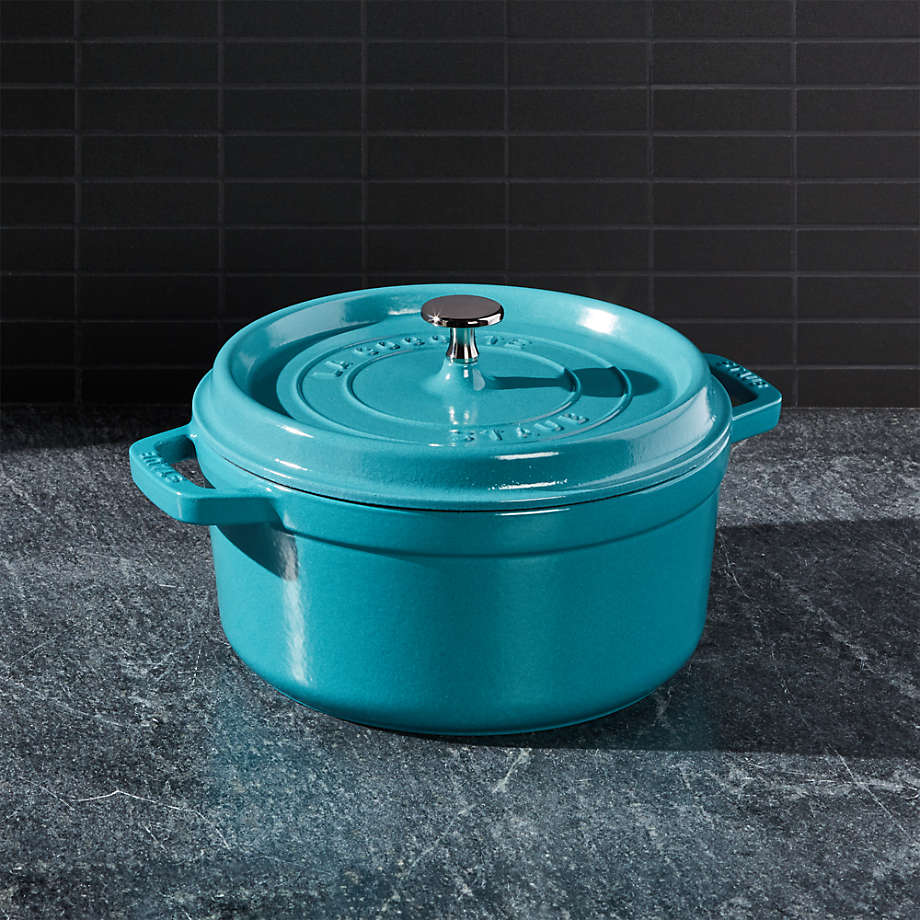 Staub Cast Iron 4-qt Round Cocotte with Glass Lid - Turquoise, 4