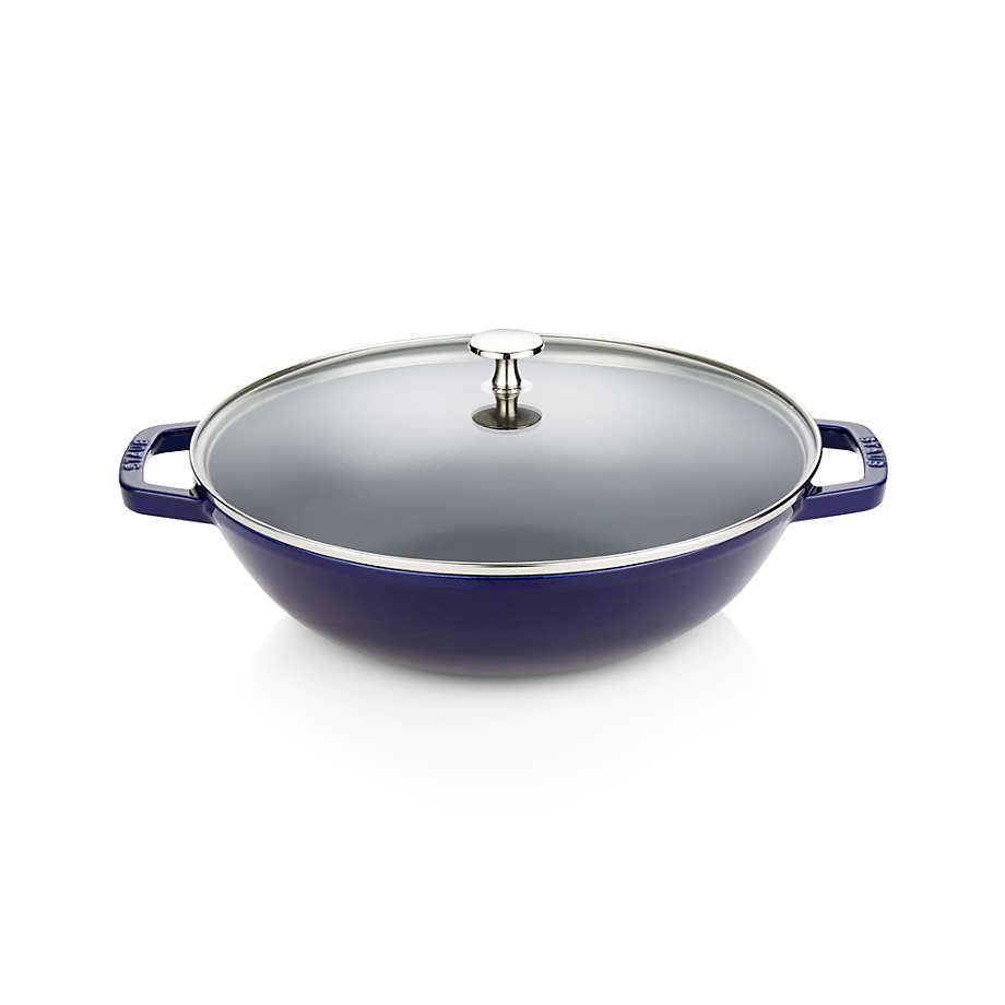 Staub Enameled Cast Iron Daily Pan with Glass Lid in Dark Blue