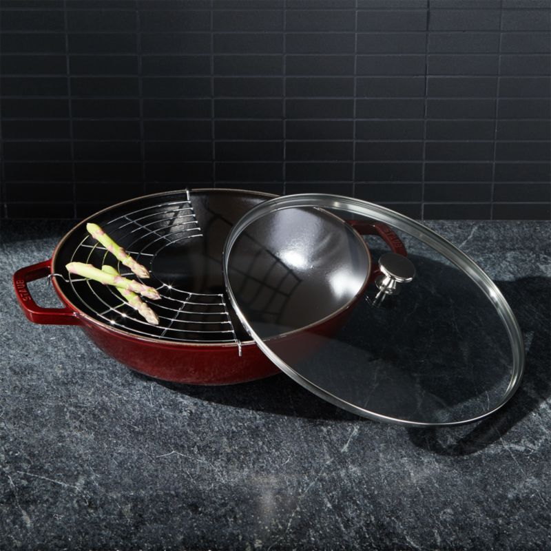 Staub 11.81'' Cast Iron Wok with Lid & Reviews