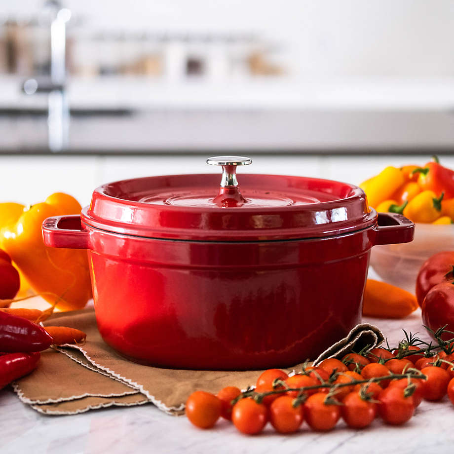 Staub 4-Qt Cherry Red Round Cocotte + Reviews, Crate & Barrel