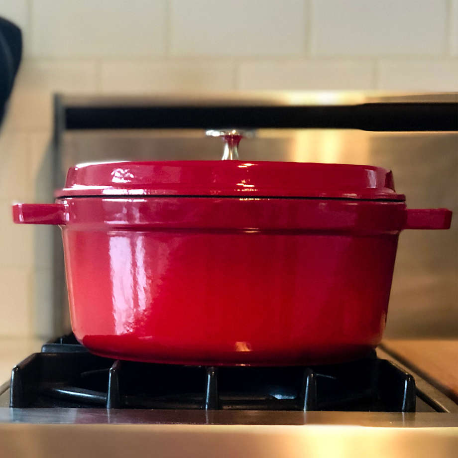Staub 4-Qt Cherry Red Round Cocotte + Reviews | Crate & Barrel