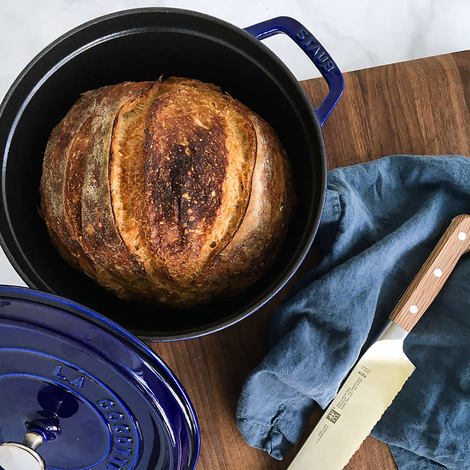 Staub 4-Qt Dark Blue Round Cocotte + Reviews | Crate & Barrel