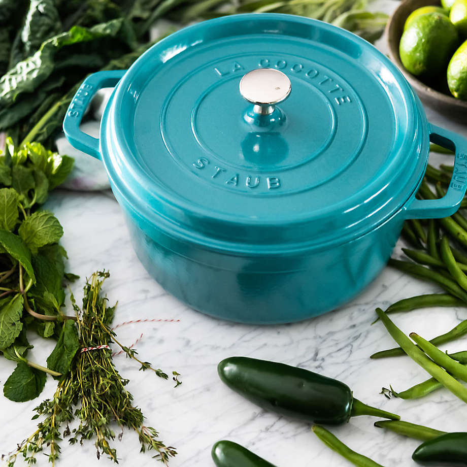 Staub Enameled Cast Iron 7 Quart Round Cocotte in Turquoise