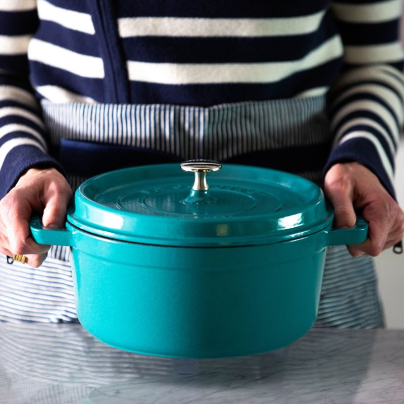 Round Cocotte w/ Glass Lid, 4Qt, Turquoise - Duluth Kitchen Co
