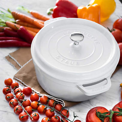 Staub Cast Iron 7-qt Round Cocotte - White 