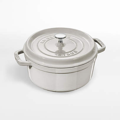 Staub Cast Iron 4-qt Round Cocotte with Glass Lid - White
