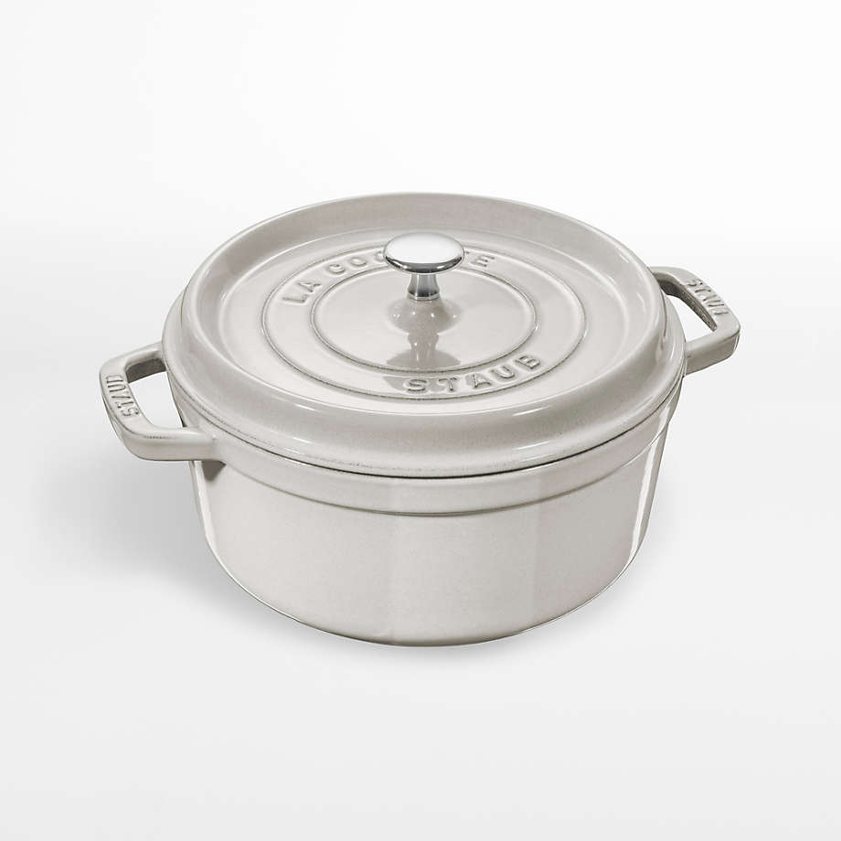 Staub 4-Qt. White Truffle Round Cocotte + Reviews | Crate & Barrel