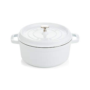 STAUB Cast Iron Dutch Oven 4-qt Round Cocotte, Made in France, Serves 3-4,  White