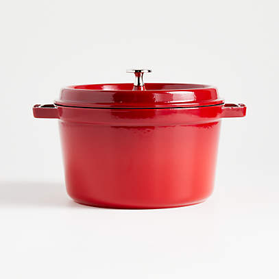 Staub Cast Iron 4-qt Round Cocotte with Glass Lid - Cherry 