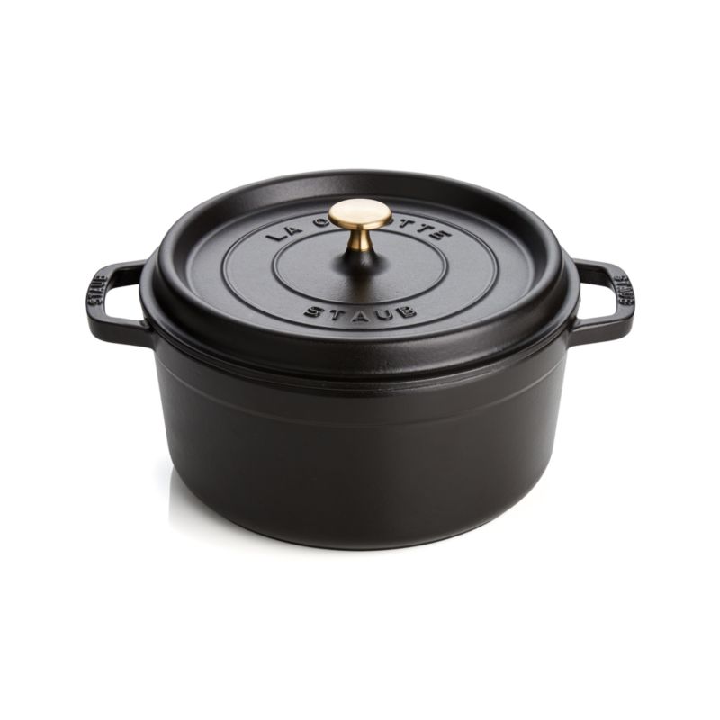 Staub 5.5-Qt Matte Black Cocotte + Reviews | Crate & Barrel