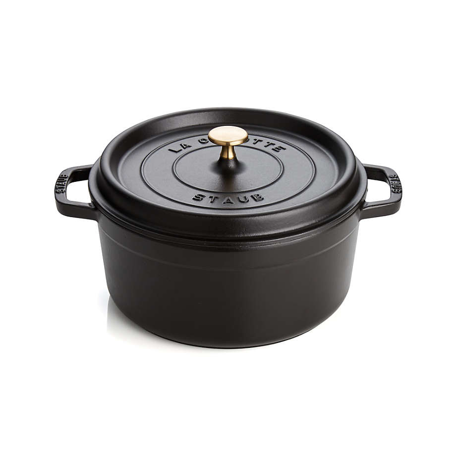 Staub 5.5 Quart Round Cocotte in Matte Black With Steamer Insert