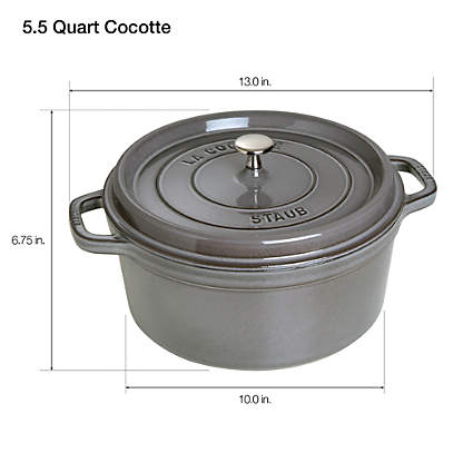 Staub Cast Iron - Round Cocottes 5.5 qt, Round, Cocotte, Cherry