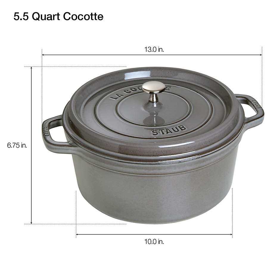 STAUB Cast Iron Dutch Oven 5.5-qt Round Cocotte, Made in France, Serves  5-6, Cherry