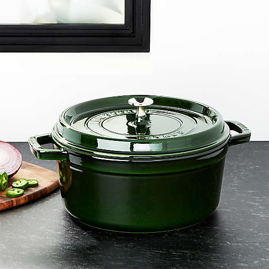 Staub 5.5-Qt Round Basil Green Cocotte