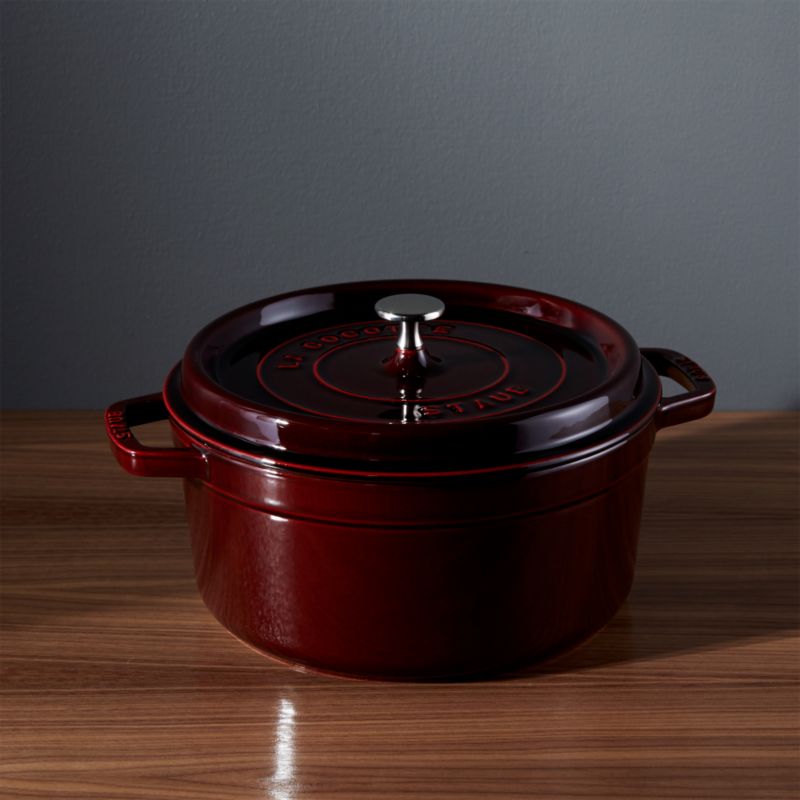 Staub Cocotte, 9 Qt. Cast Iron Round French Oven - Grenadine - Yahoo  Shopping