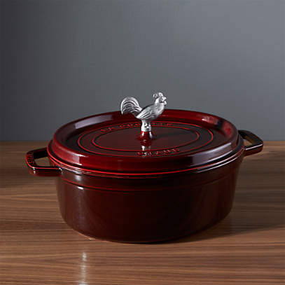 Staub Oval Coq Au Vin Cast Iron Cocotte, 5.75-Quart, Grenadine