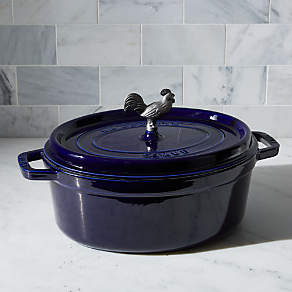 Staub 9-Quart Enameled Cast Iron Cocotte Dutch Oven, Red, Black, Blue or  Gray