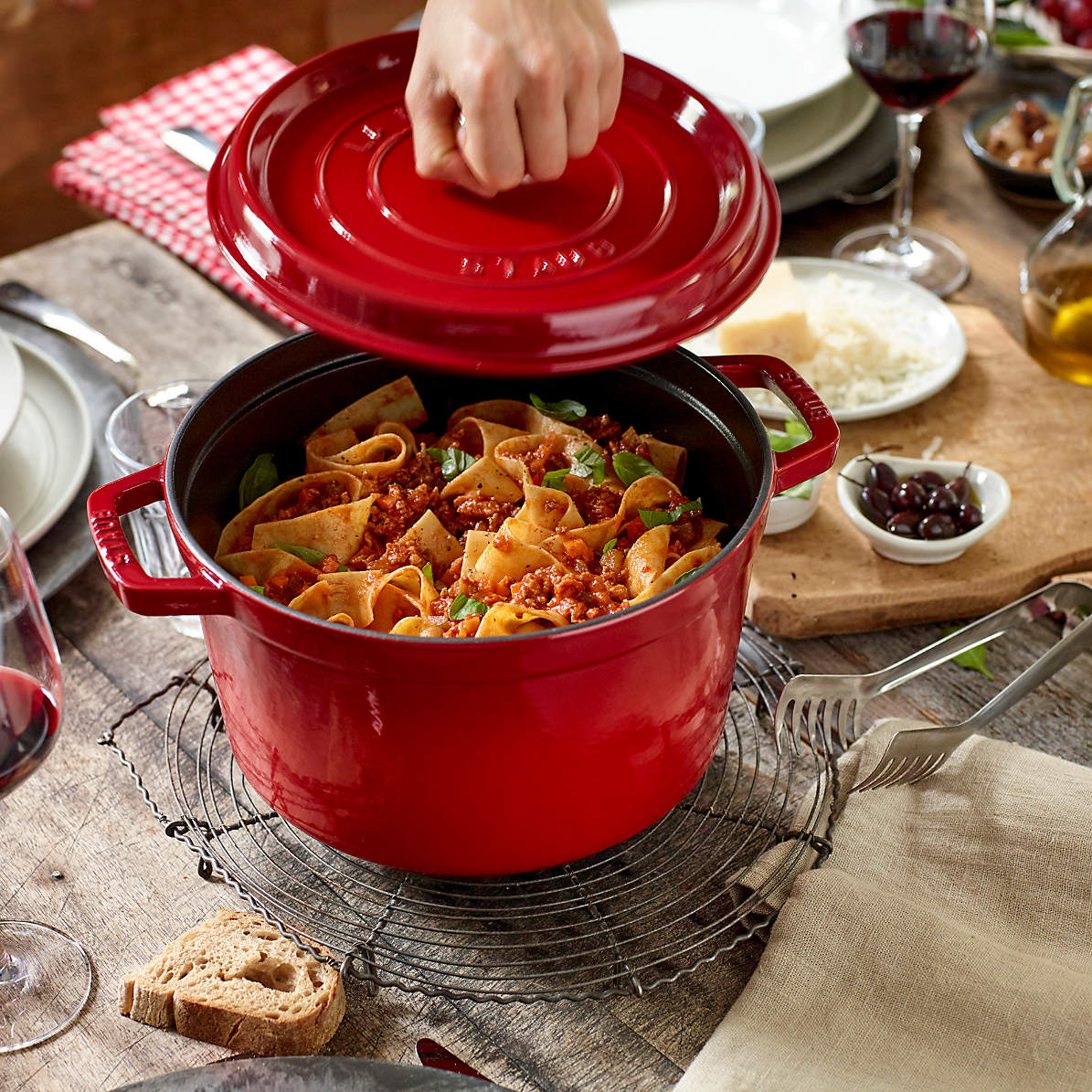 Staub 5-Qt. Cherry Tall Round Cocotte | Crate & Barrel Canada