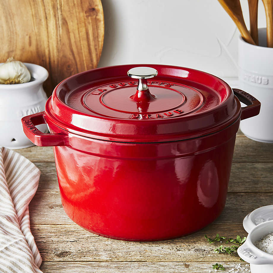 Staub 4-Qt Cherry Red Round Cocotte + Reviews, Crate & Barrel