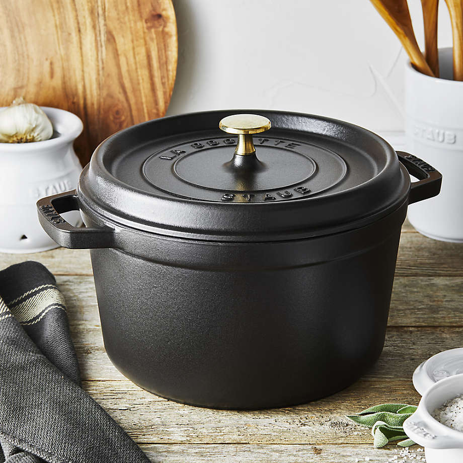 Staub Cast Iron 7 Quart Round Cocotte Black Matte