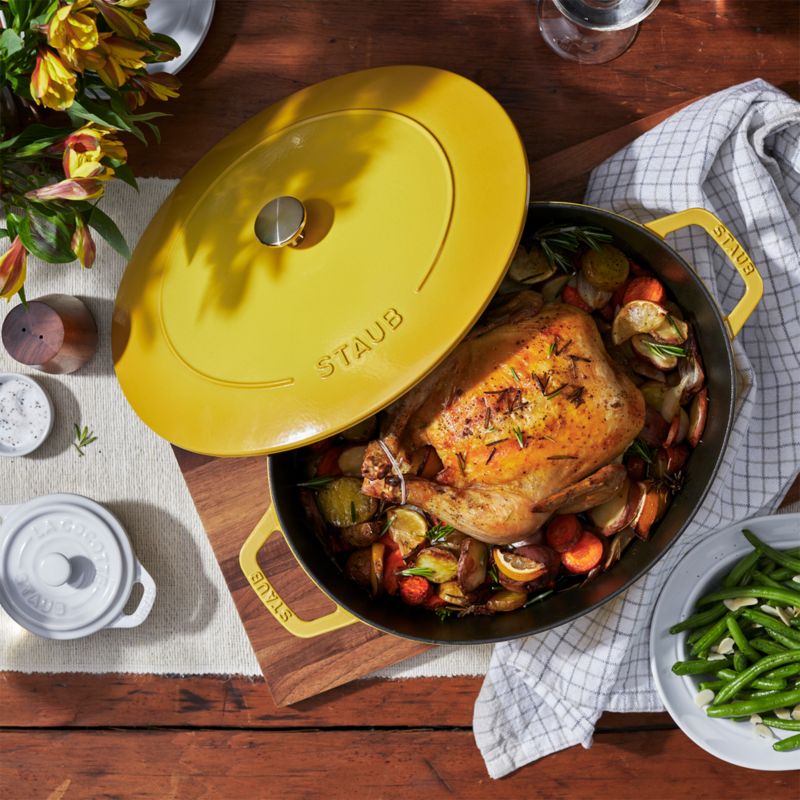 Staub 6.25-Qt. Citron Enameled Cast Iron Shallow Oval Dutch Oven - image 5 of 11