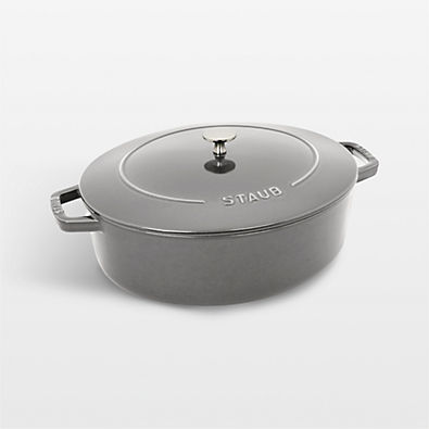 View Staub 6.25-Qt. Graphite Enameled Cast Iron Shallow Oval Dutch Oven details