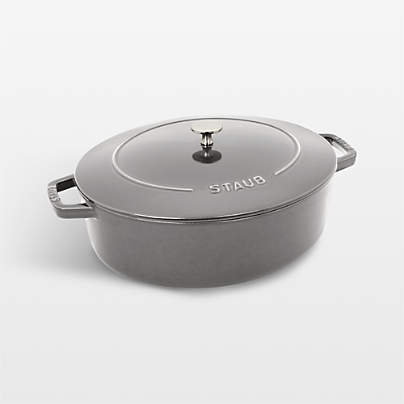 Staub 6.25-Qt. Graphite Enameled Cast Iron Shallow Oval Dutch Oven