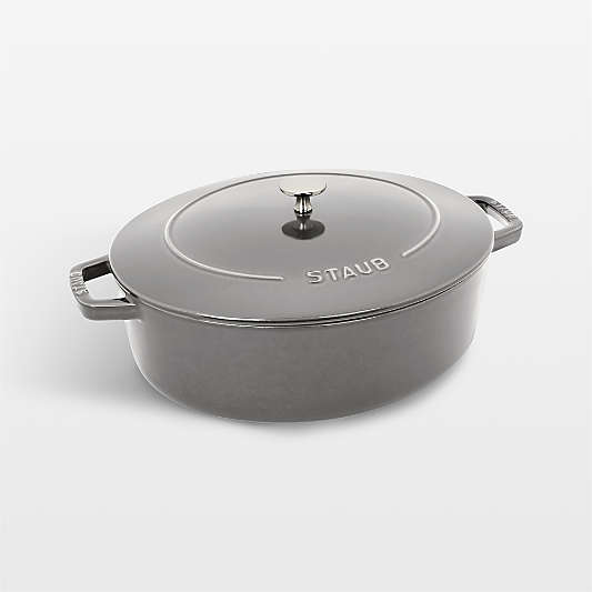 Staub 6.25-Qt. Graphite Enameled Cast Iron Shallow Oval Dutch Oven